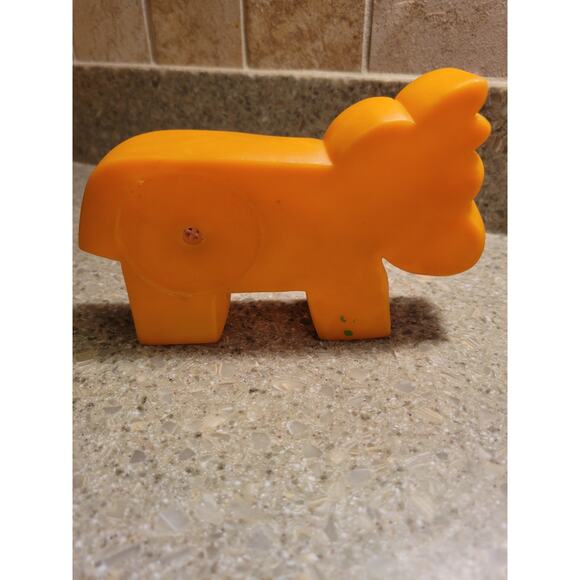 Vintage 1970s Cow Squeaky Toy Orange with Red Blue Polka Dots 5.25x3.75 Sanitoy - Picture 2 of 5